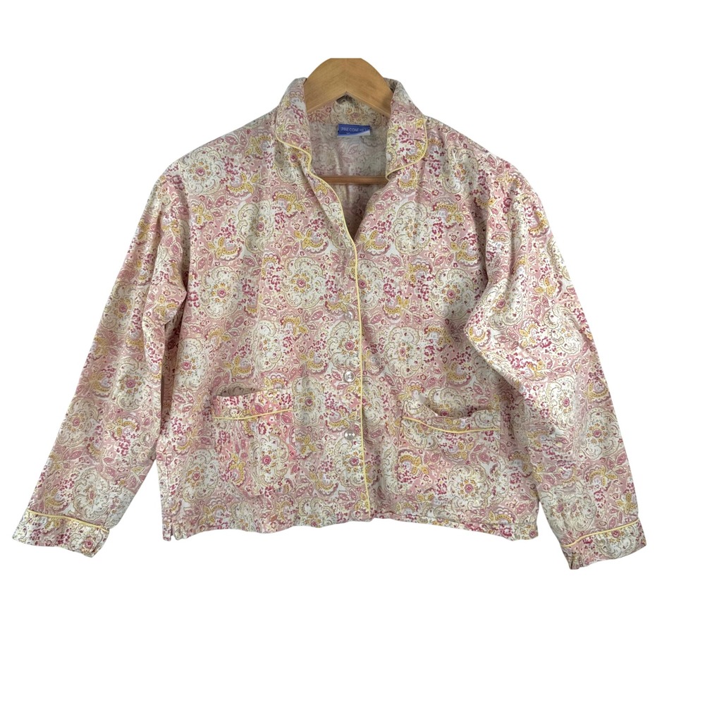 Pine Cone Hill Pajama Top S Pink Paisley Cottagecore Loungewear Cotton